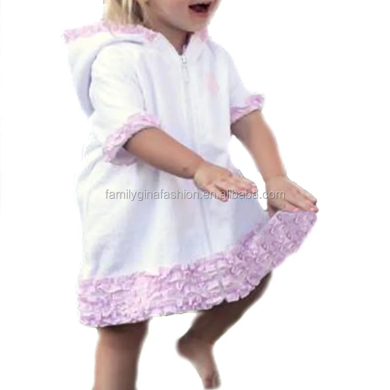 Wholesale Monogrammed Kids Hooded Seersucker Ruffle Swimsuit Cover Up