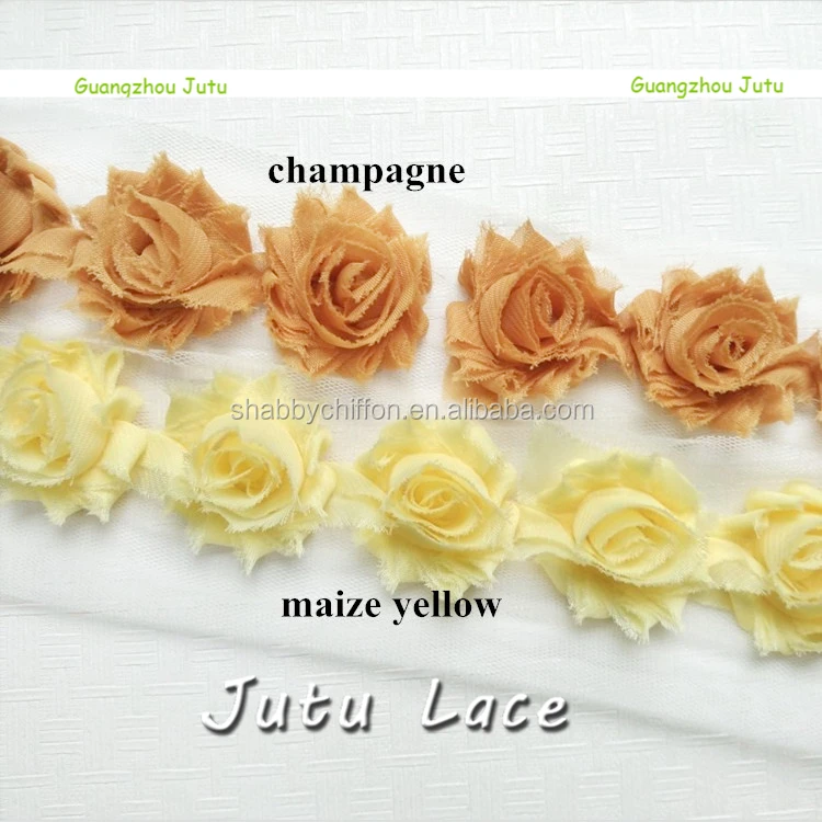 42 Solid Colors Mini 1.5 inch Shabby Flower Wholesale Trims,Frayed Shabby Rose For Kids