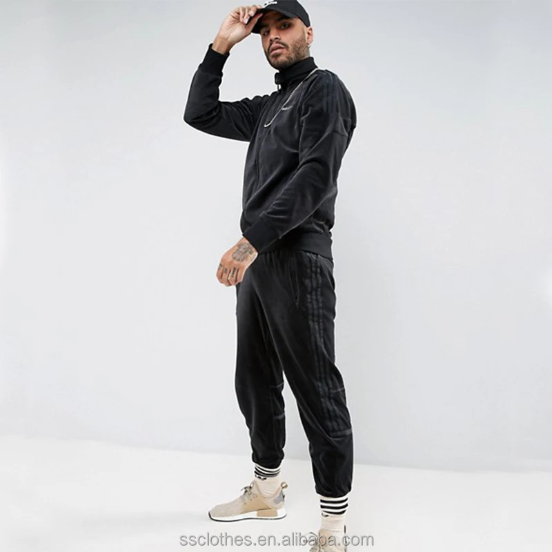 High Quality Fashion Regular fit velour men tracksuit no hood men velour tracksuit