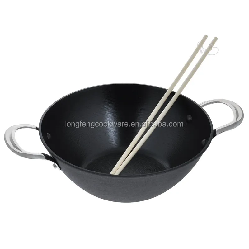 Pre-seasoned Light Cast Iron Wok Casserole Set