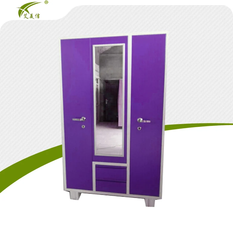 Steel chinese wardrobe/bedroom metal 3 door almirah design iron waterproof wardrobe