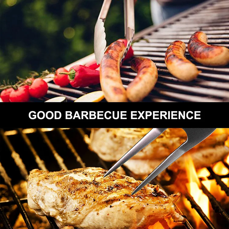 online Hot Sale  Professional Eco -friendly Food Grade 4pcs BBQ Utensil Set Stainless Steel Barbecue Tool Set