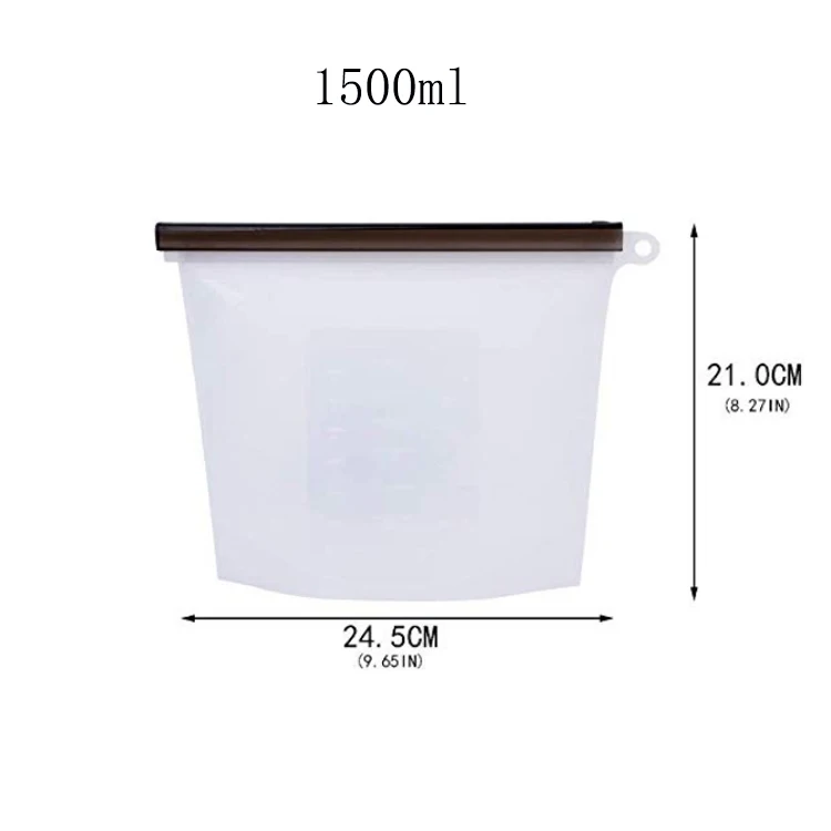 500ml 1000ml 1500ml  Heat resistant Reusable Freezer vacuum Silicone Food Preservation Storage Bags