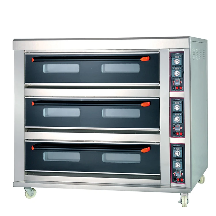 Печь для выпечки из нержавеющей стали, коммерческая электрическая печь для пиццы с тройной палубой