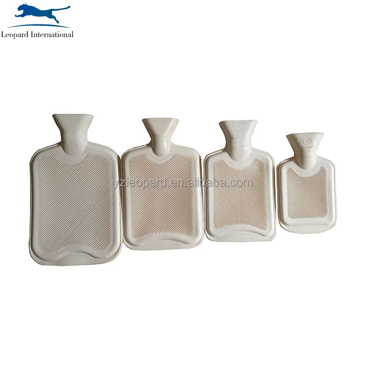 White BS 1970:2012 55% rubber hot water bottle 500ml, 1000ml, 1500ml, 2000ml