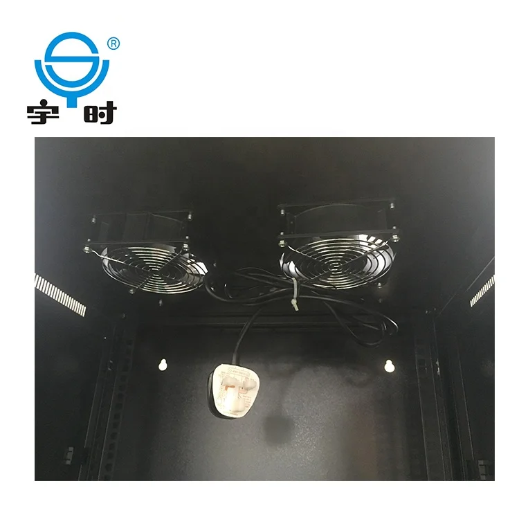 19 inch Easy installing wall mount network cabinet with rack fan and fixed shelf