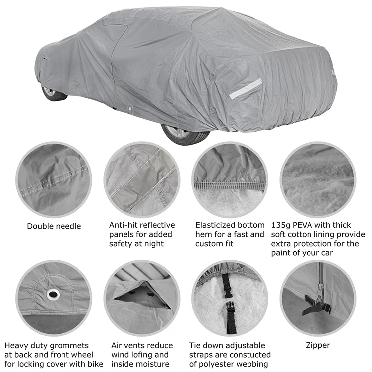 NHCX Car Cover Sedan Cover Waterproof Outdoor UV Protection Full Car Cover