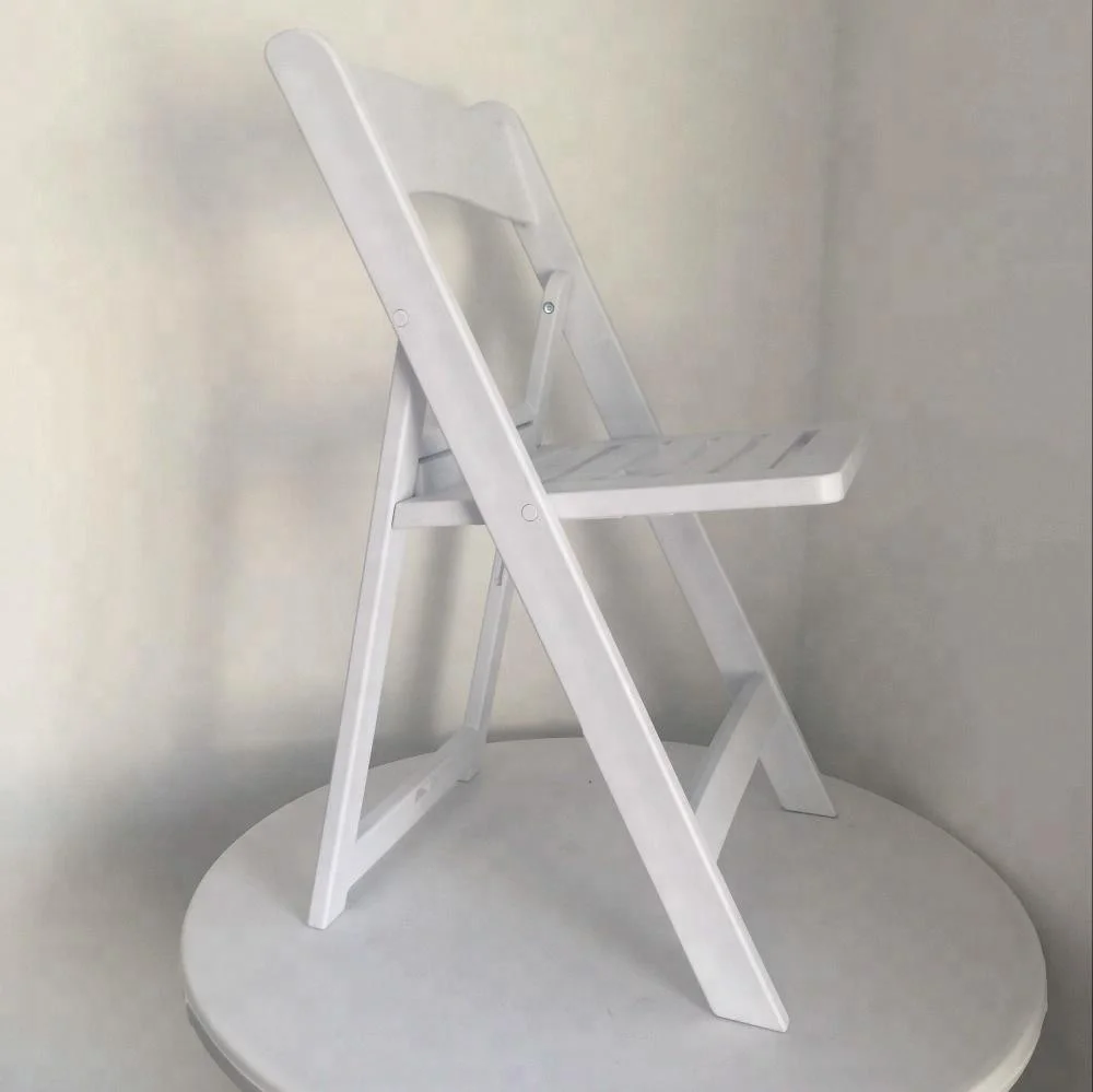 top quality white wedding resin folding chair with slat seat
