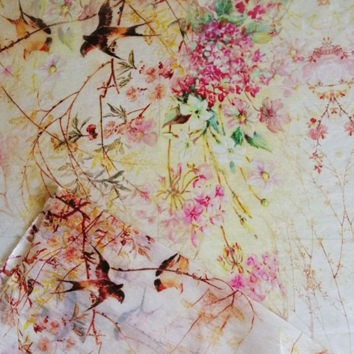 
custom printed linen silk linen fabrics 