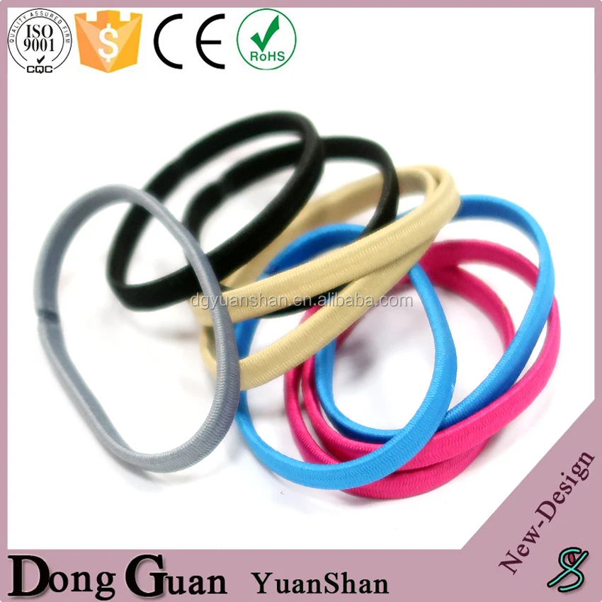 High Quality Shiny Elastic Hair Ties Custom Flat Hair Rubber Band
