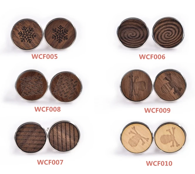 2018 fashion design Wood custom shirt cufflink For Men