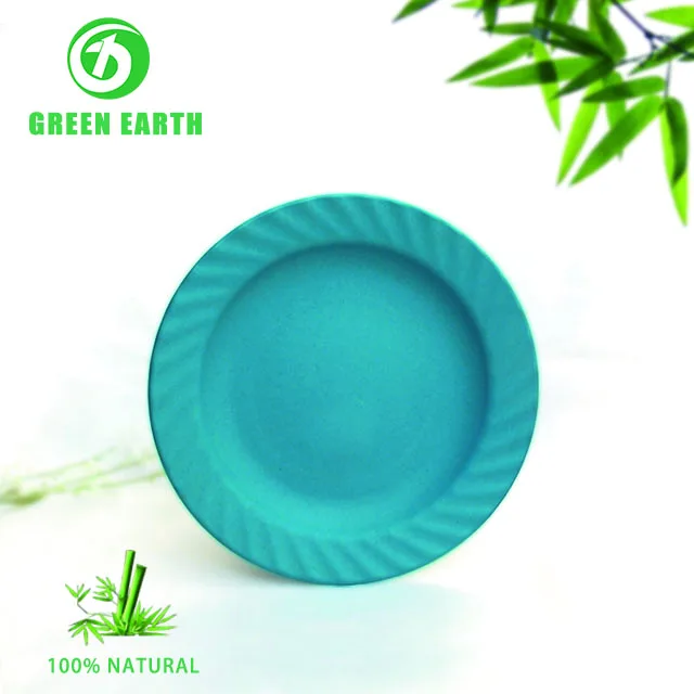 Eco-friendly natural plant fiber plate dinnerware set of 4 bamboo dishes