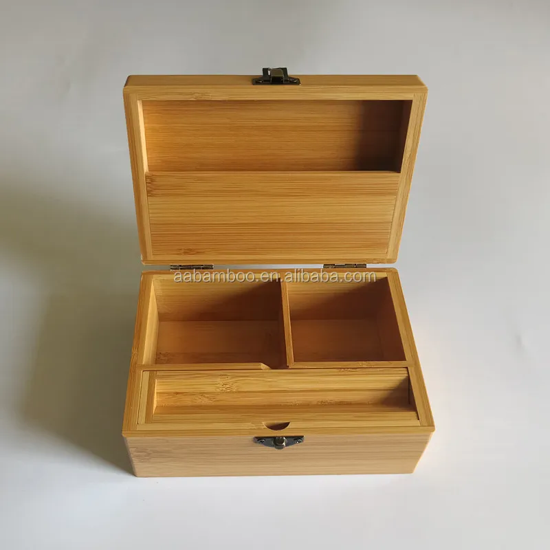 Ящик для хранения из бамбукового дерева со съемным подносом