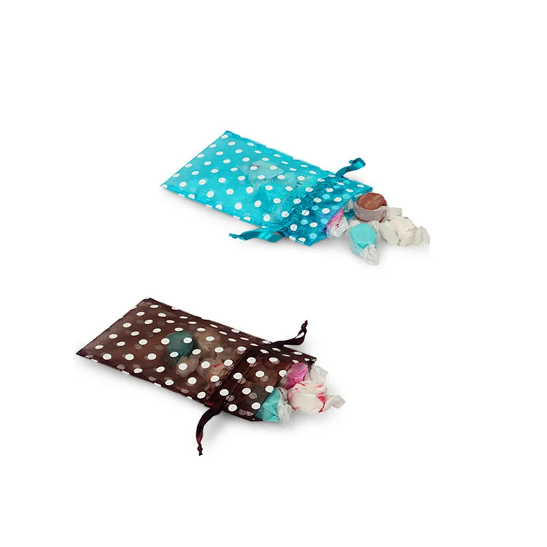 Круглая прозрачная подарочная Сумка из органзы на шнурке с печатной лентой