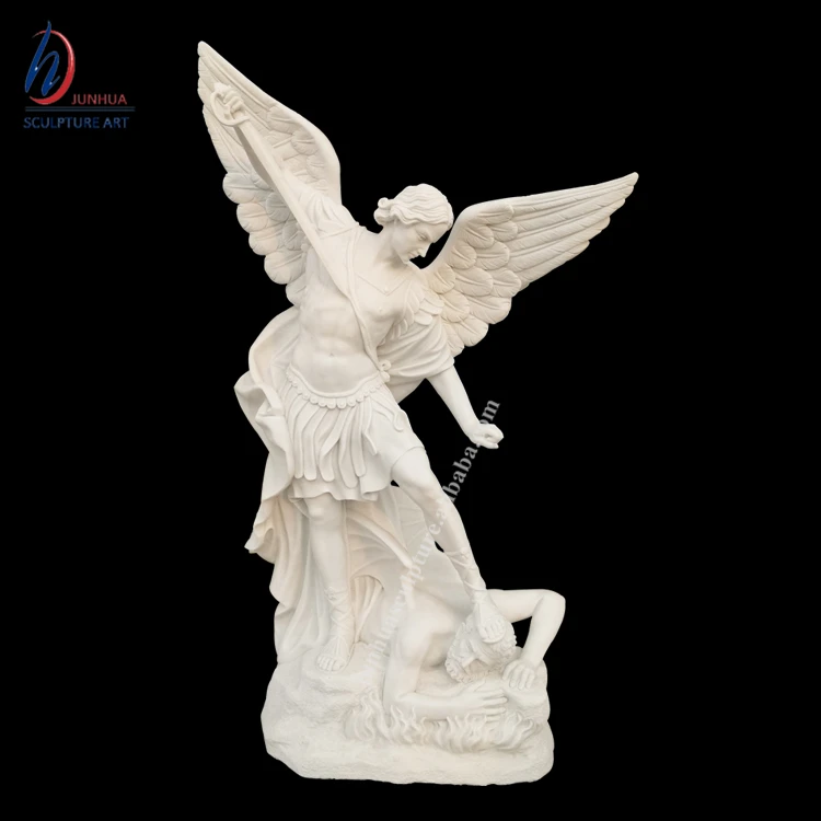 Life Size Natural Travertine Stone Marble Saint George Statue Fighting with Dragon Sculpture