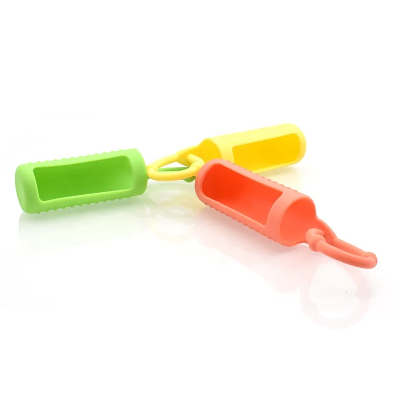 empty colorful silicone sleeve protector for 10ml thick glass essential oil roller bottle holder