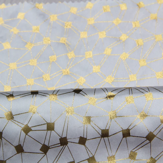 100% Polyester Stretch Shiny Color Gold foil/Silver foil printing fabric for Upholstery Fabric/Cloth