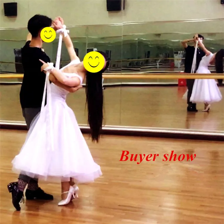 Лидер продаж, женское платье для соревнований на заказ, Белое Бальное Платье