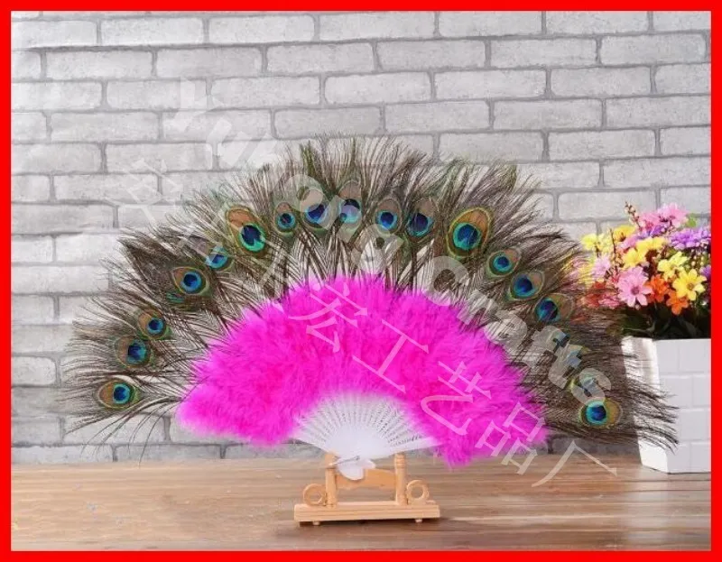 
Wholesale peacock feather foldable fan 