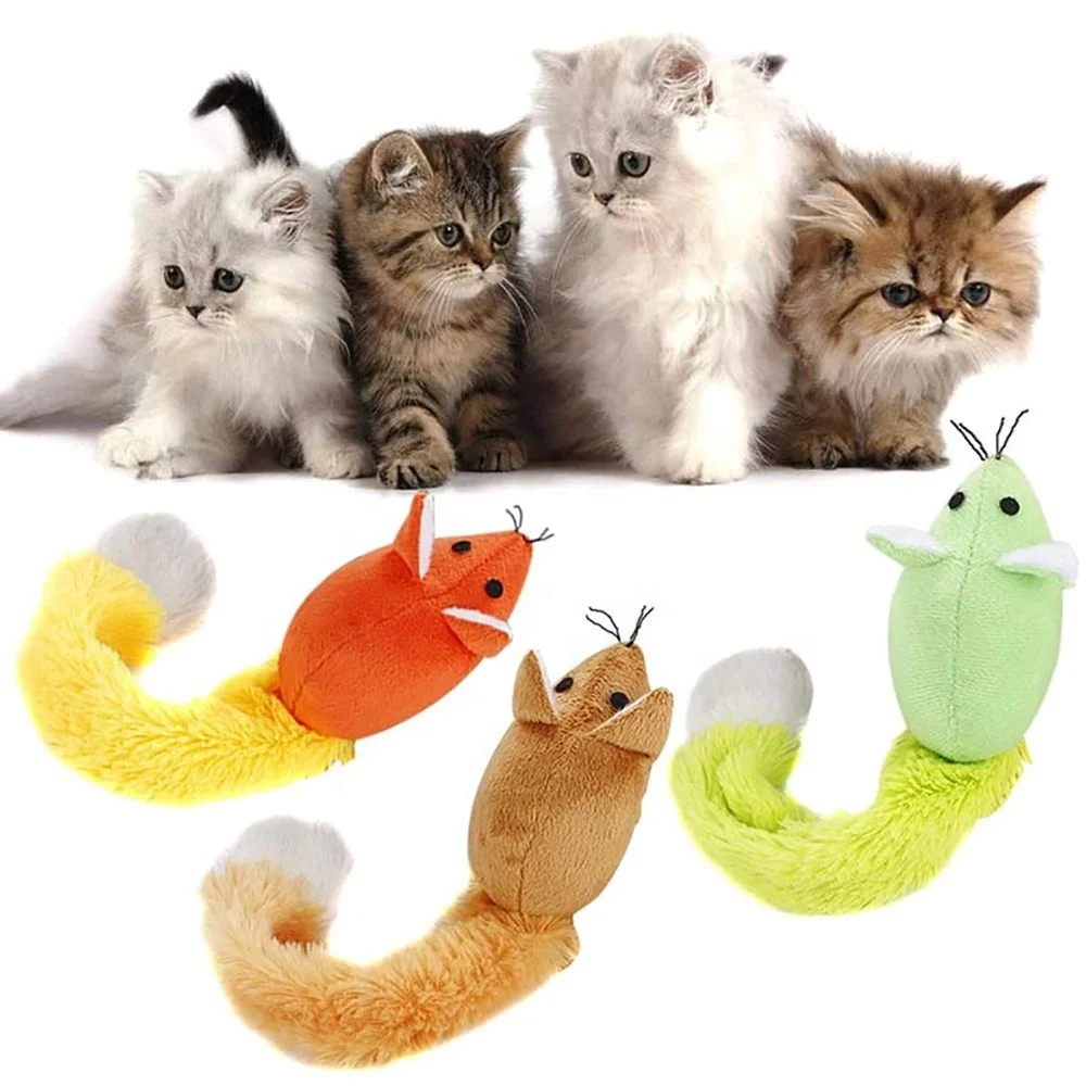 Кошка длинный хвост мышь игрушка с кошачьей мяты плюшевые мыши Компьютерные тизер интерактивные Playtoy для котенка