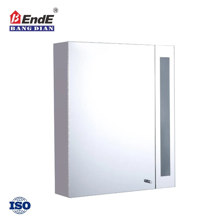Factory cheap price modern design wall mounted storage furniture stainless steel bathroom mirror cabinet  with led light