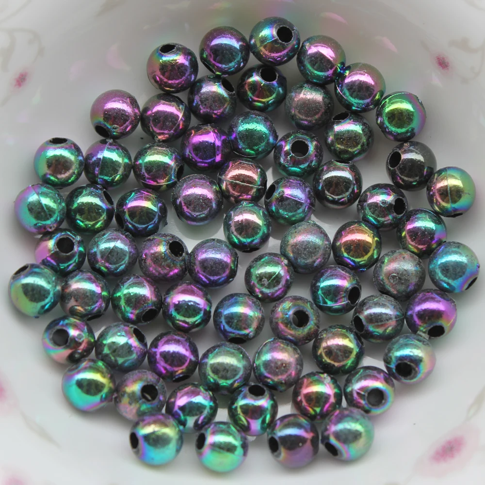 4mm 6mm 8mm 10mm 12mm 14mm 16mm 18mm 20mm AB Color Round Acrylic Bead Loose Spacer Beads For Jewelry Making DIY Bracelet