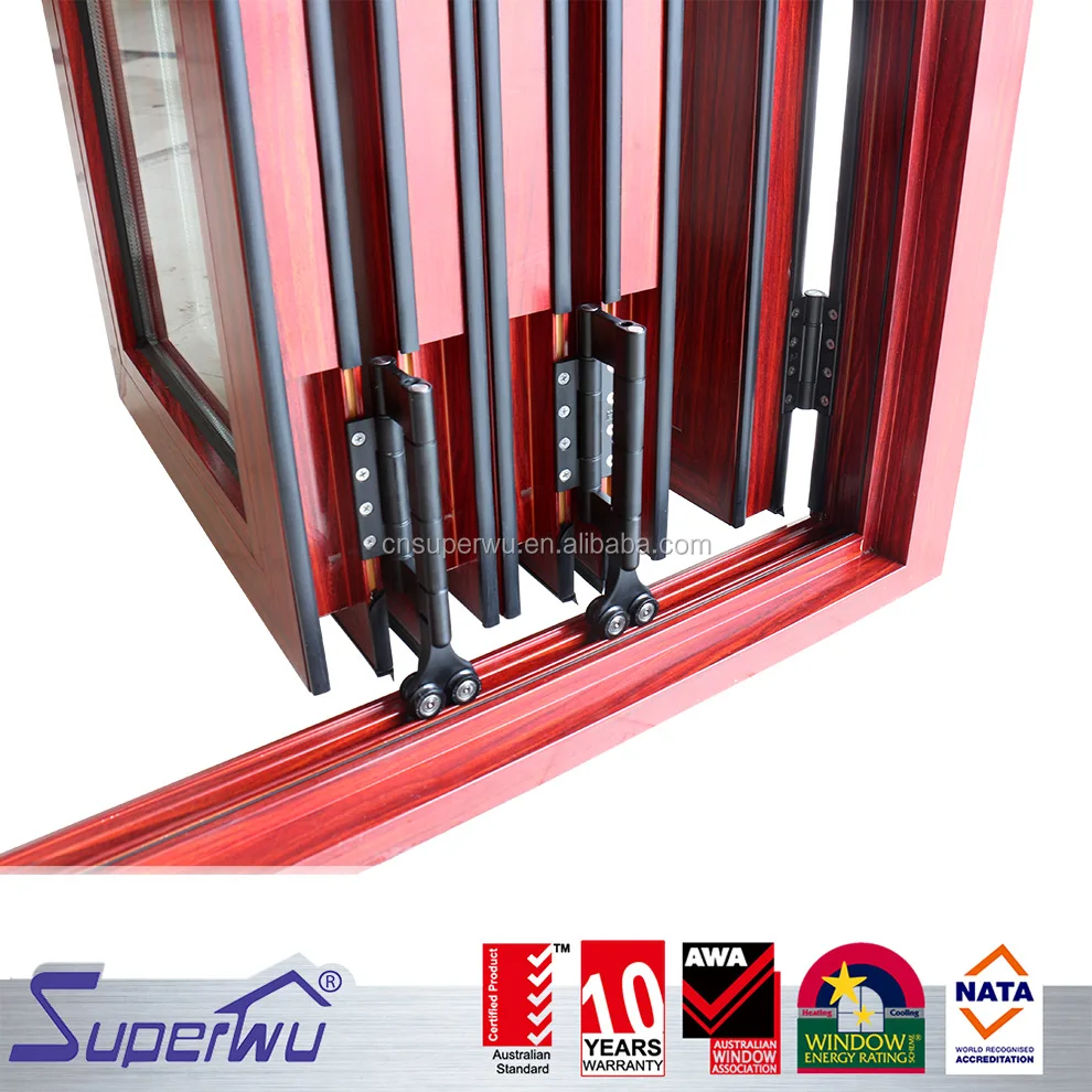 Modern design retractable flyscreen Double Glazed folding windows Aluminium Windows with Australian Standards AS2047