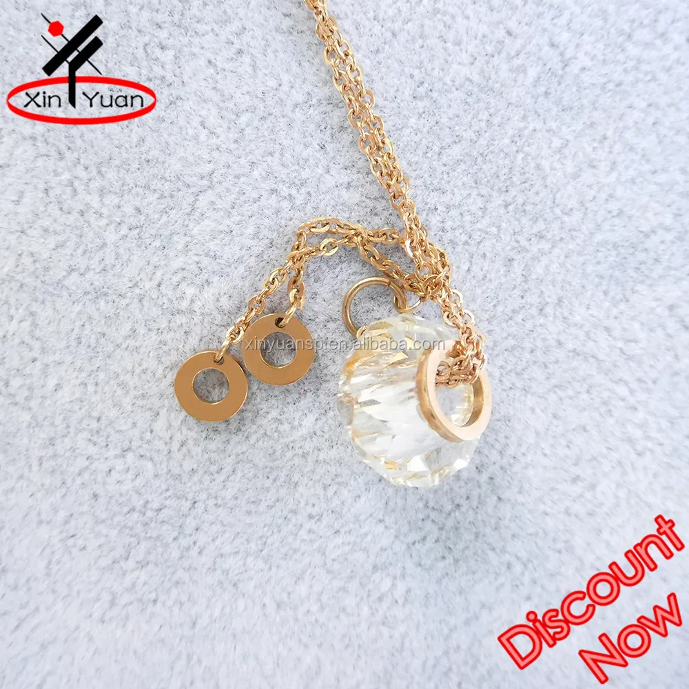 
alibaba jewellery simple gold chain necklace designs with crystal bead charm 