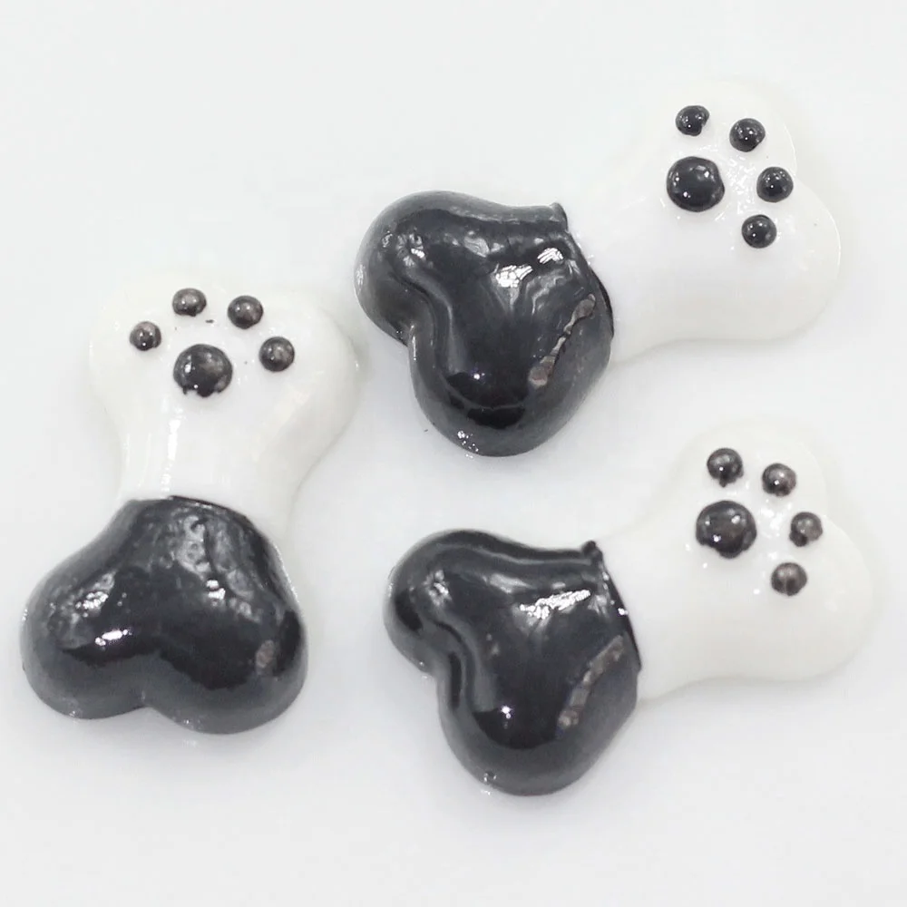 Kawaii Simulation Miniature  Resin Pet Dog Paw Print Bone Flatback Cabochon Art Supply Decoration Charm Craft DIY