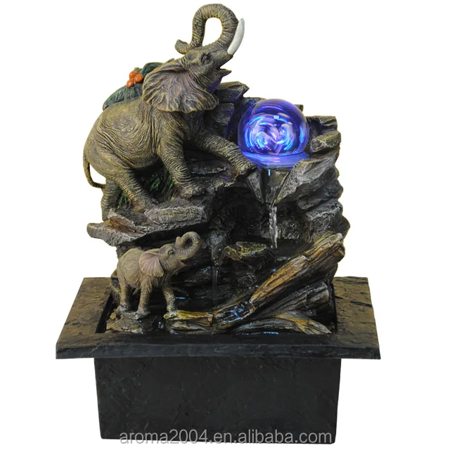 polyresin animal rolling ball indoor elephant fountain