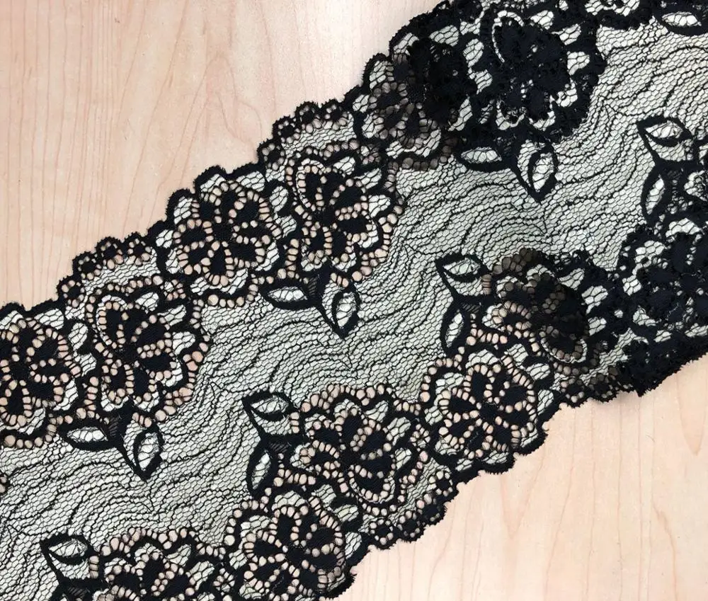 Hot Sale New Design Wide Elastic Lace Trim Vivid Flower Spandex Stretch Lace Fabric For Garment