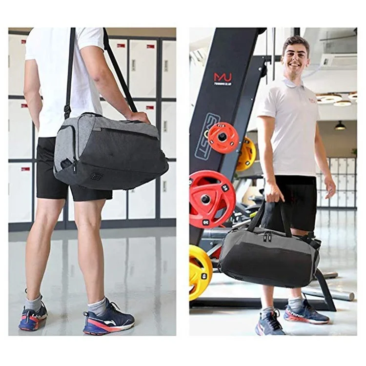 
33L Men Gym Sports Duffel Bag With Waterproof Shoe Pouch 