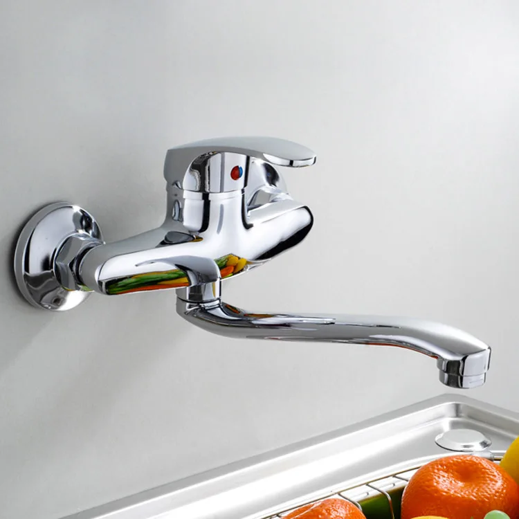 zinc body wall mounted kitchen faucet Stainless steel pipe rotate Water Outlet