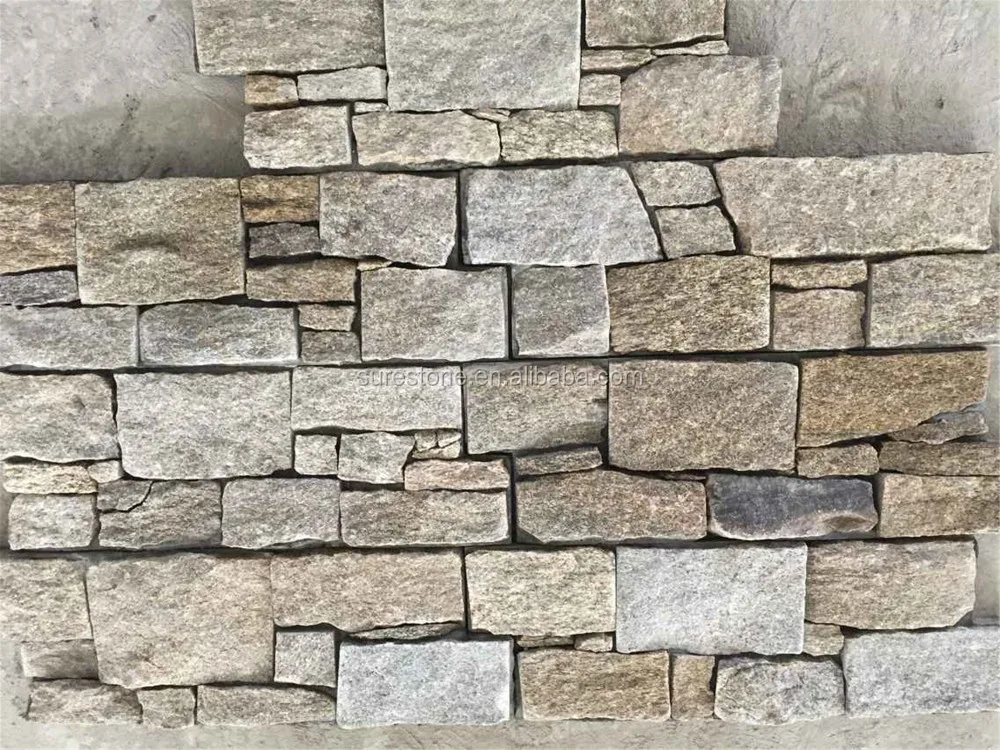 Sesame yellow sandstone cement backed stone panel natural stone wall cladding