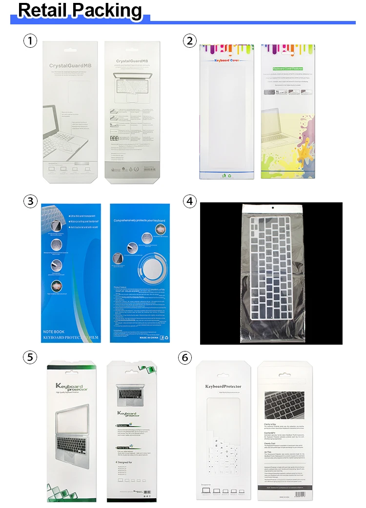 Accept Customized Logo Retail Packing for MacBook keyboard Anti-dust cover waterproof protector