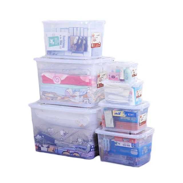 2024 Clear Storage Box Book Toy Multipurpose Household Decorative Stackable Organizer Container Plastic Storage Boxes & Bins