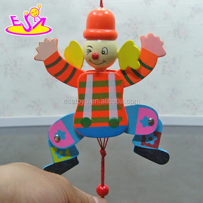 high quality kid wooden cute clown toys,best sale wooden cartoon clown doll toys,cheap toy wooden clown W02A059E