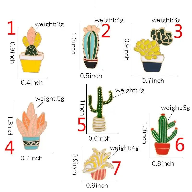 Cute Cactus Succulents Chlorophytum Potted Plant Brooch Cartoon Potted Plant Enamel Pins