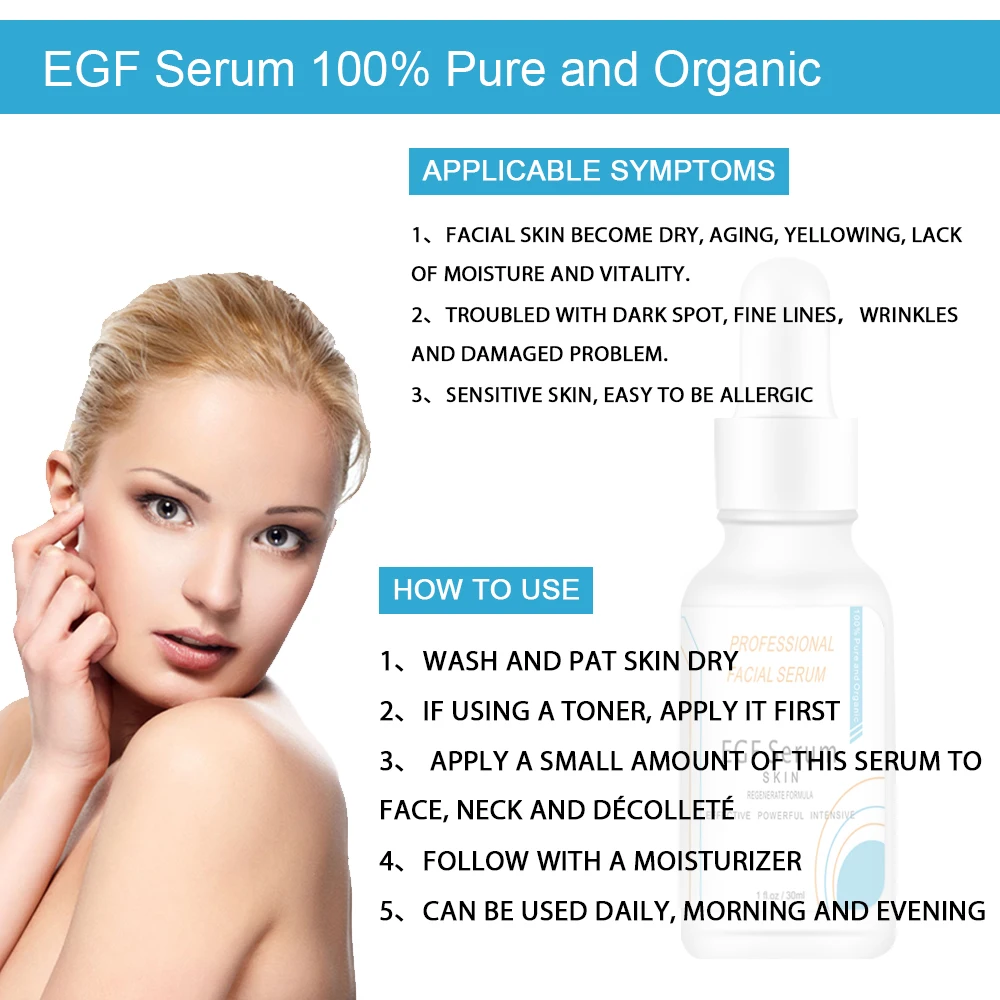 EGF Skin Regeneration Repair Serum Scar Reducing Diminish Appearance of Fine Lines Wrinkles Face EGF Serum