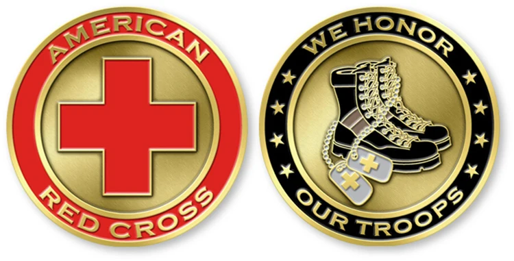 Wholesale zinc alloy red cross challenge coin