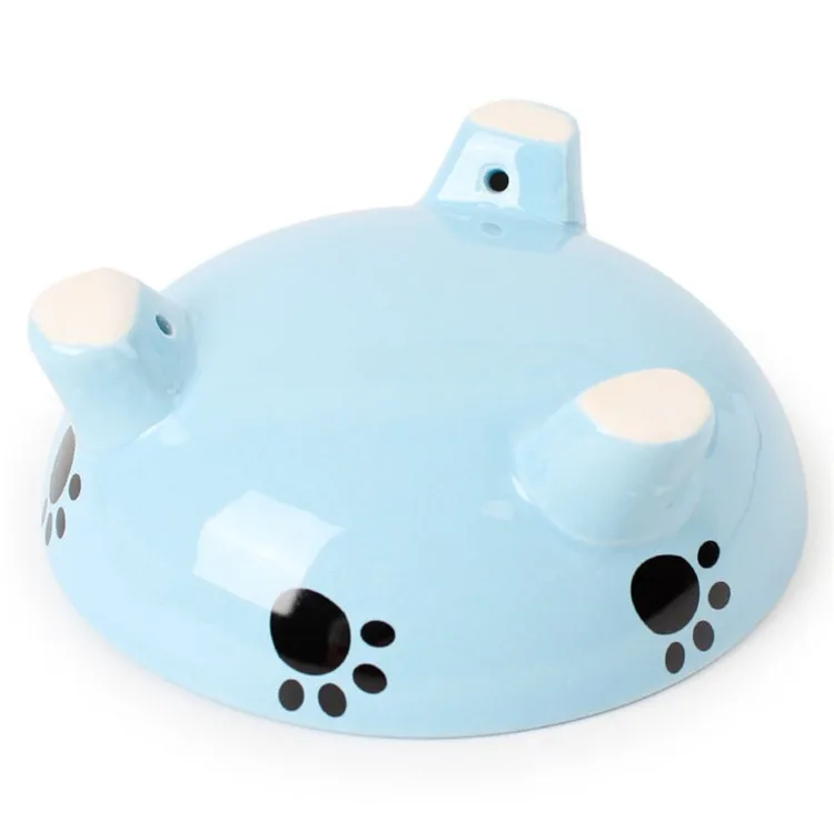 Wholesale Footprints Pet Cat Food Tableware Triangular Ceramic Dog Bowl