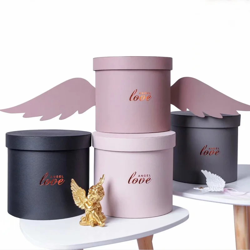 
The Angel Holding bucket portable round french flower bucket gift box for dry flowers fresh flower 