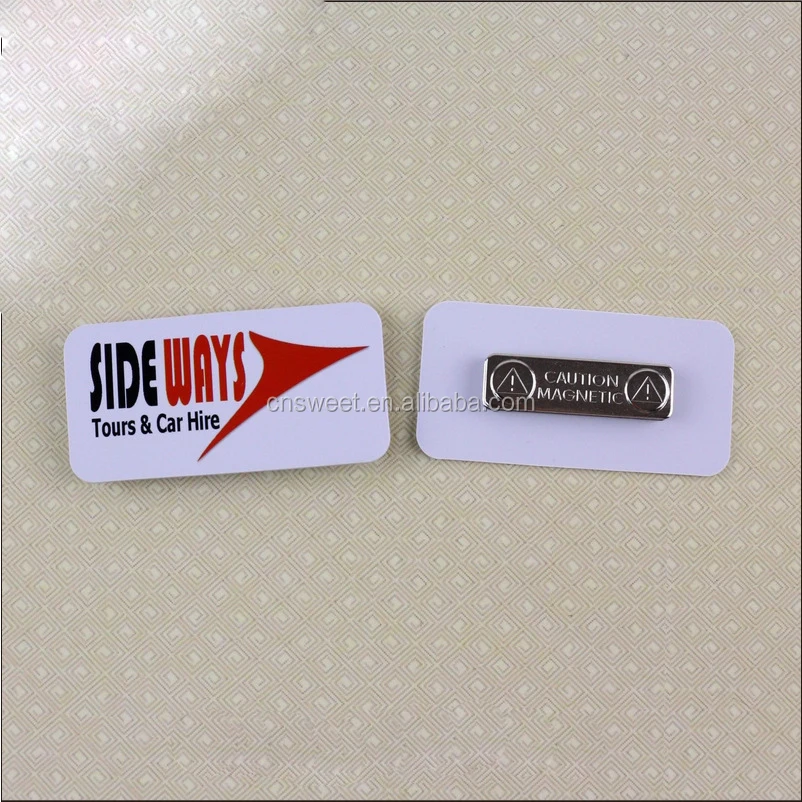 
Decorative reusable white matte acrylic plastic magnetic name badge 