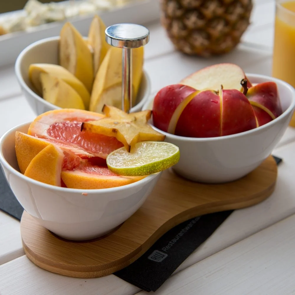 Ceramic Bowl Set with Bamboo Tray Great for Serving Snacks