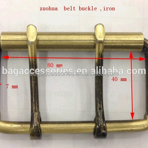
80 mm MM antique brush iron double prong belt buckle 