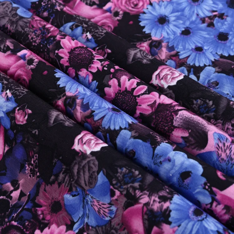  Модный цветочный дизайн 95% г/кв. М индивидуальная Цветочная бумага с принтом 5% полиэстер спандекс ткань для женских платьев и рубашек