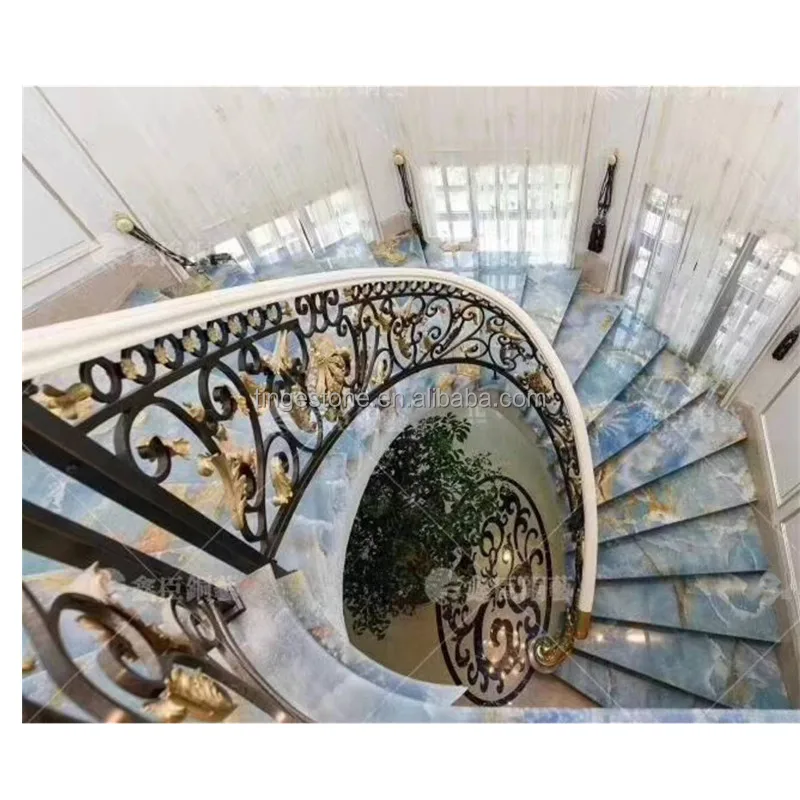 
Luxury Blue onyx slab for the floor design 