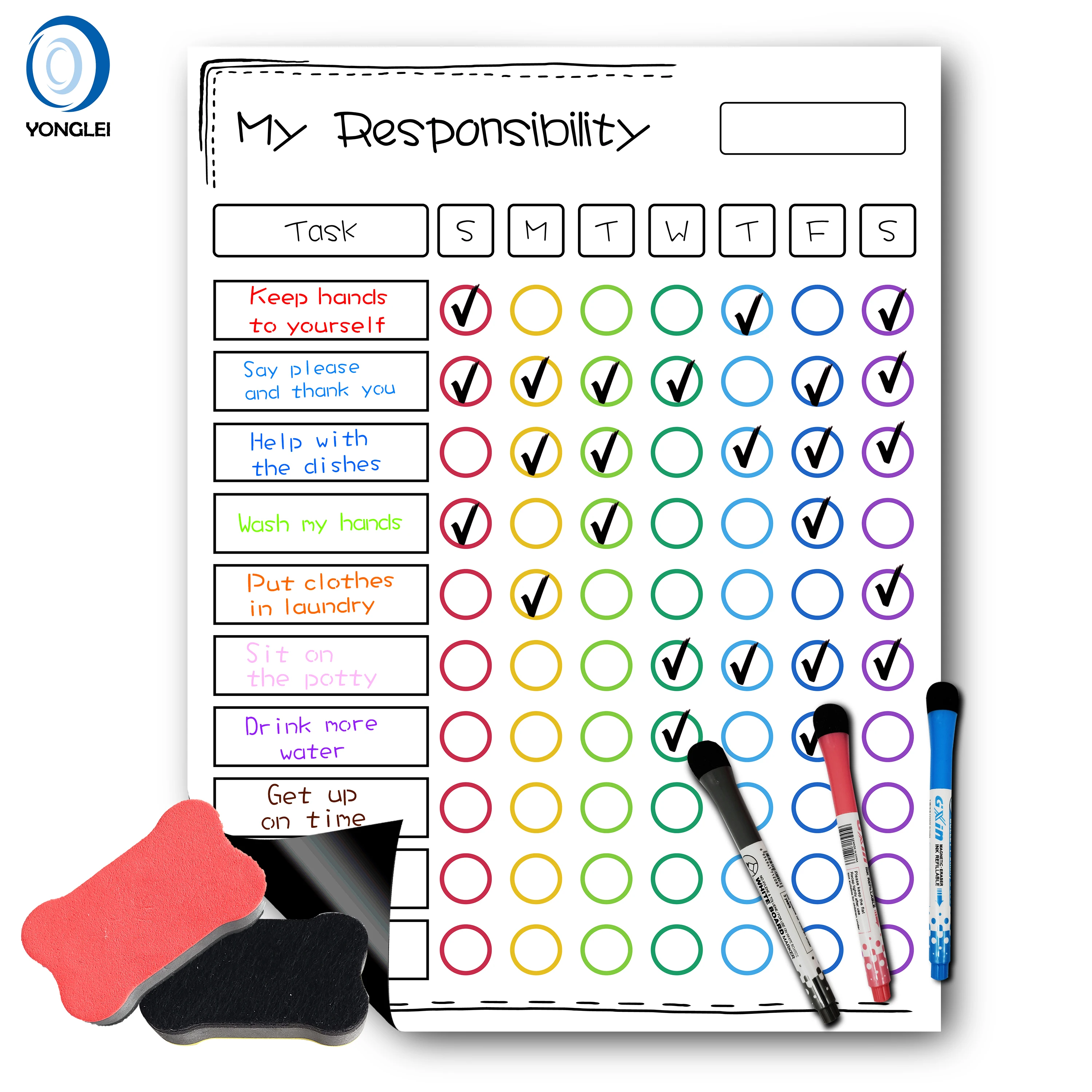 4.6-2A1 Dry Eease Magnetic Chore Board Kid Reward Chart Chore Chart Kids