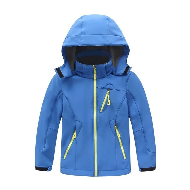 
Kids Softshell Jacket hood Highly breathable water-resistant Soft shell wind breaker jacket for hiking 