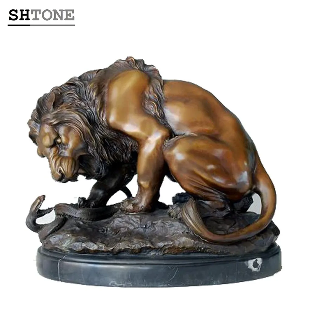 TPAL-068 знаменитые маленькие бронзовые скульптуры Лев и змея животные художественные скульптуры